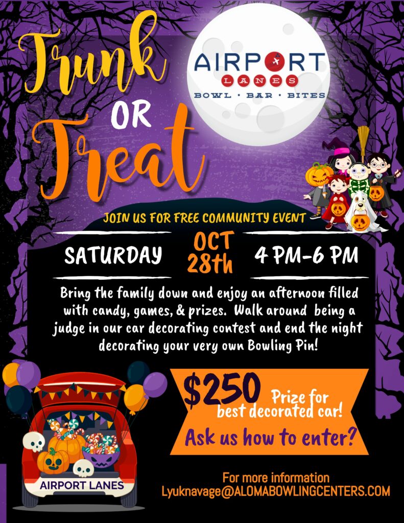 Aloma Bowl & Airport Lanes to host Trunk or Treat Events