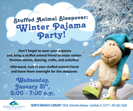 Library Winter Pajama Party Stuffed Animal Sleepover Post